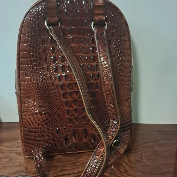 Brahmin Brown Crocodile-Embossed Backpack - Picture 5 of 10